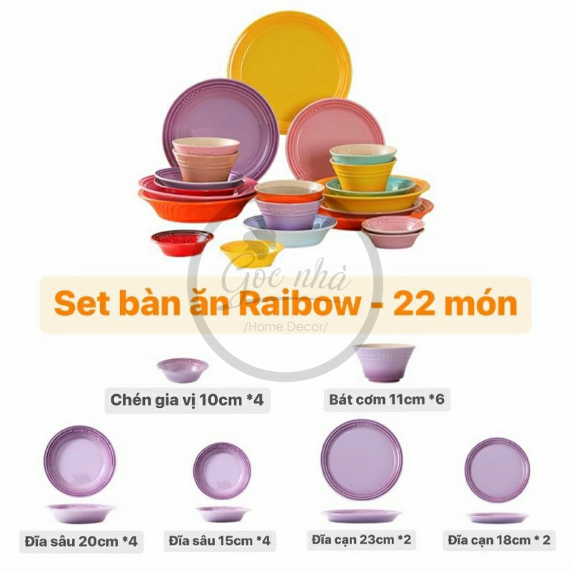Set chén bát Rainbow