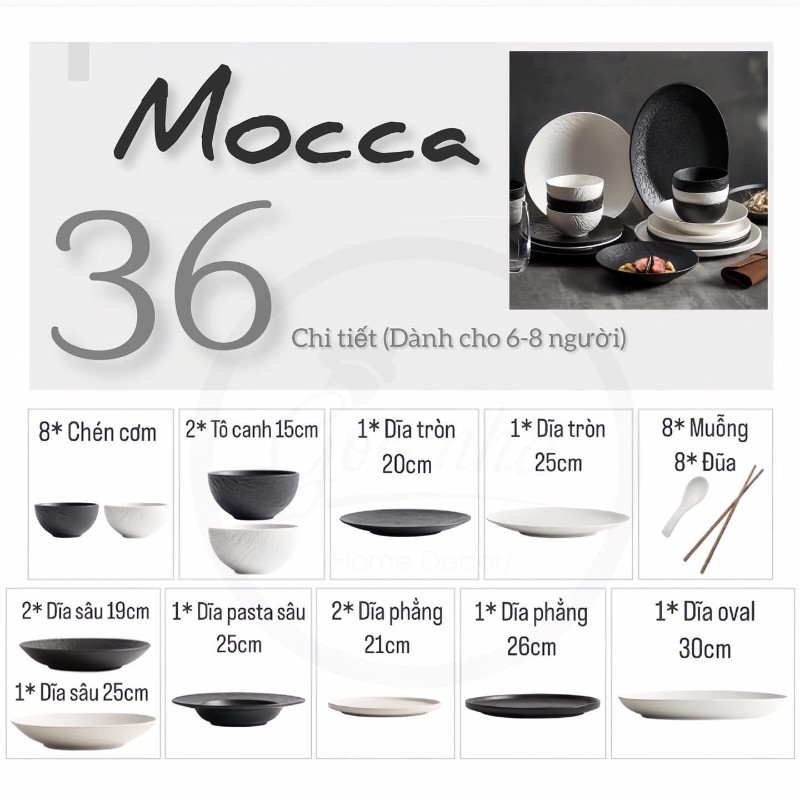 SET CHÉN BÁT MOCCA 36 MÓN