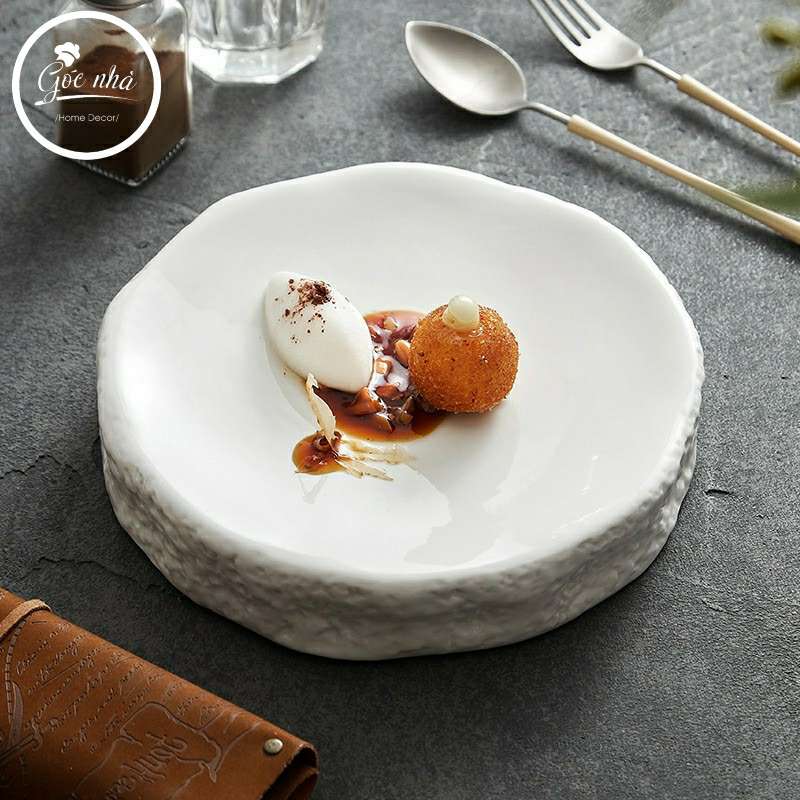 Dĩa tròn dày dáng méo Coral