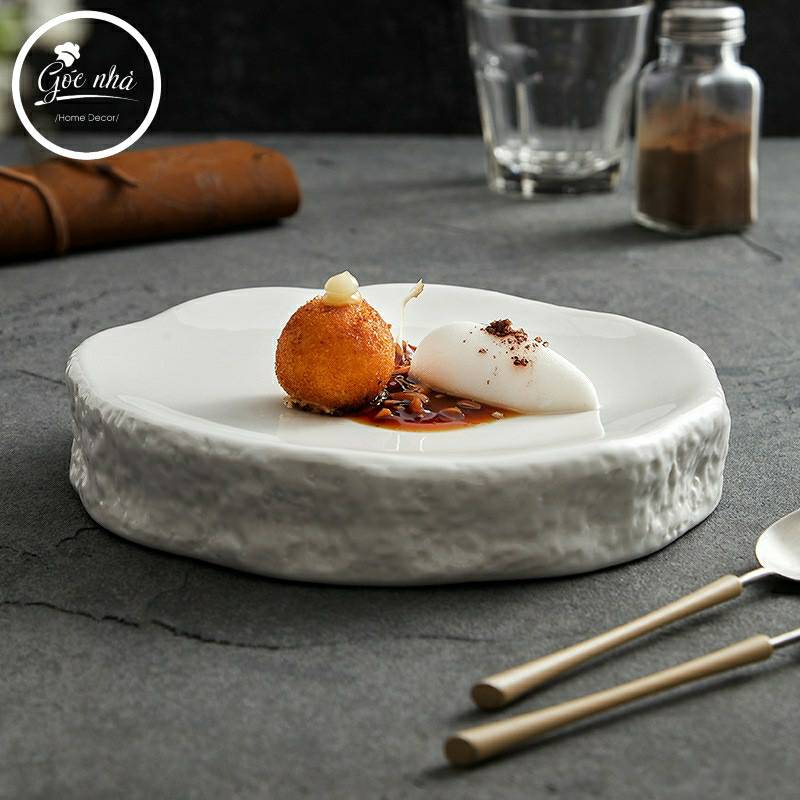 Dĩa tròn dày dáng méo Coral