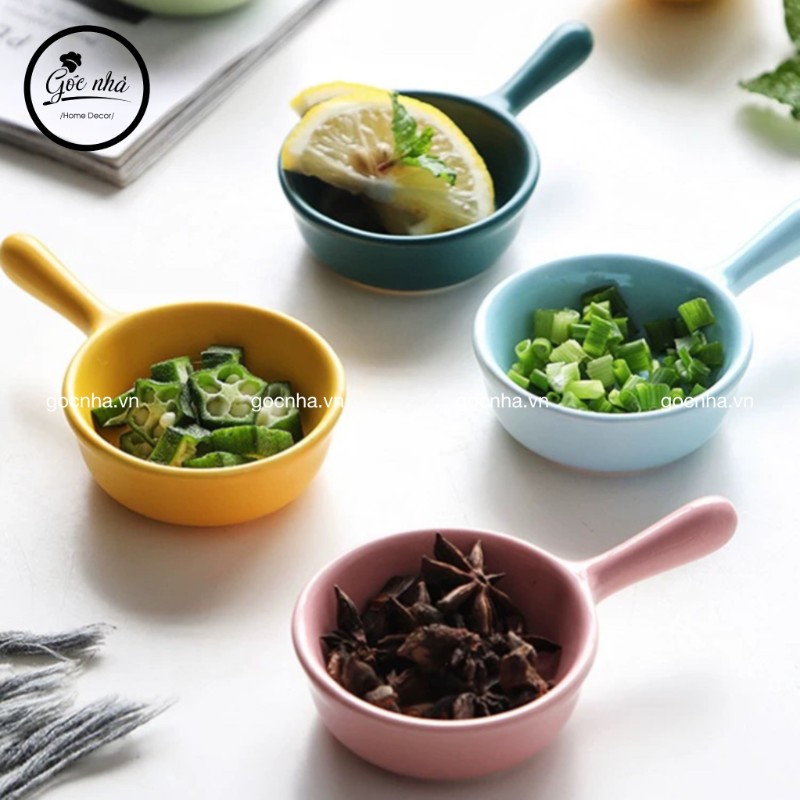 Chén gia vị sứ có tay cầm