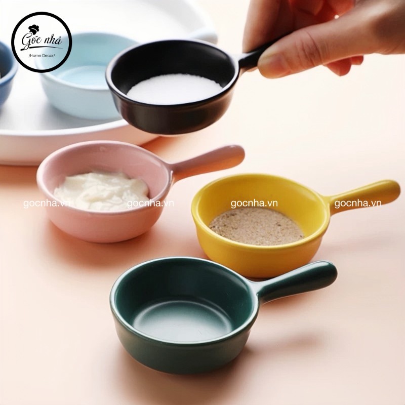 Chén gia vị sứ có tay cầm
