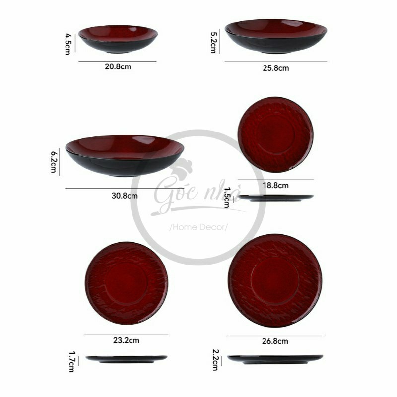 Set dĩa tô Padou đỏ