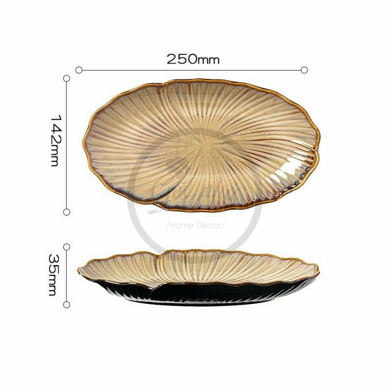 Dĩa oval lá sen hỏa biến- Sapo collection