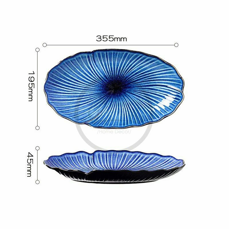 Dĩa oval lá sen hỏa biến- Sapo collection