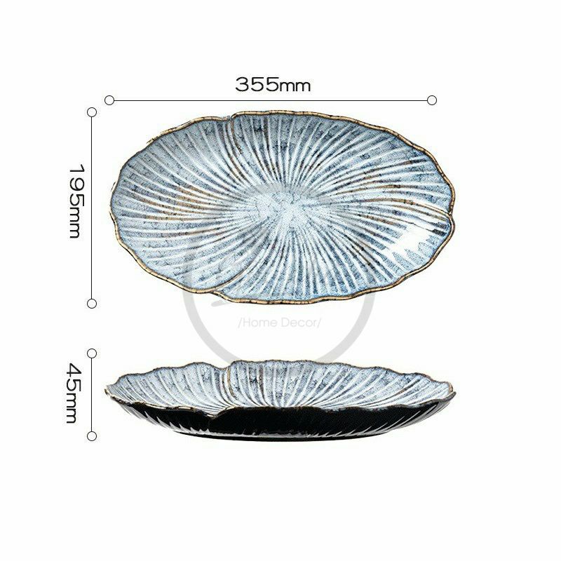 Dĩa oval lá sen hỏa biến- Sapo collection