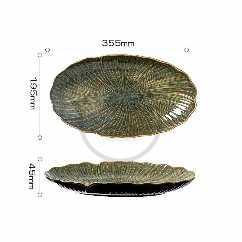 Dĩa oval lá sen hỏa biến- Sapo collection