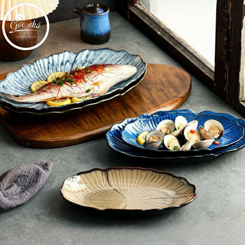 Dĩa oval lá sen hỏa biến- Sapo collection