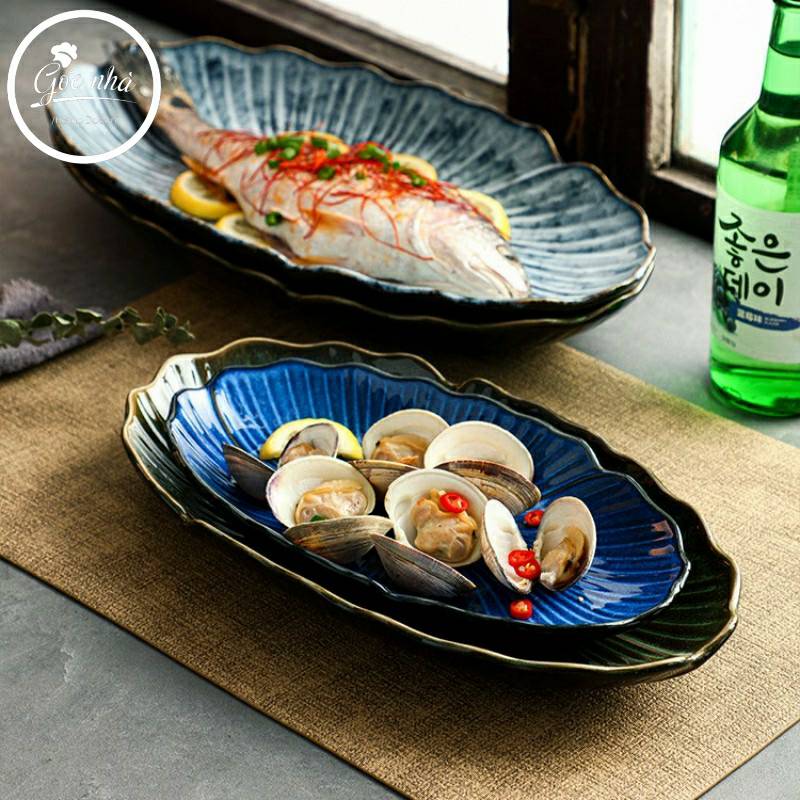Dĩa oval lá sen hỏa biến- Sapo collection