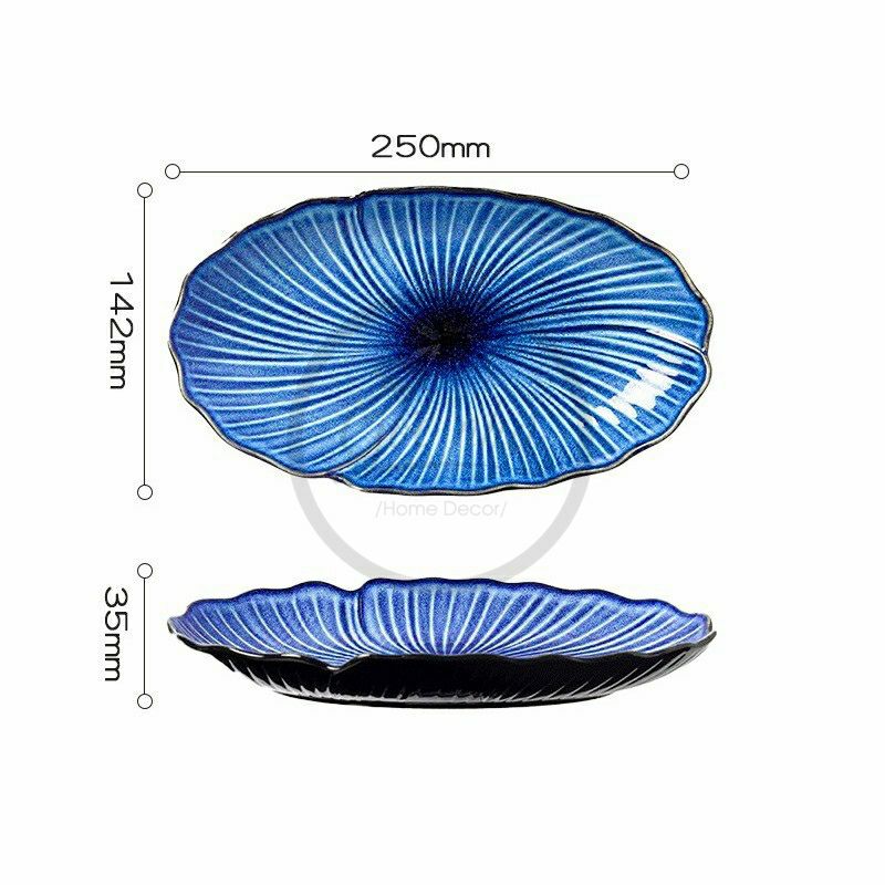 Dĩa oval lá sen hỏa biến- Sapo collection
