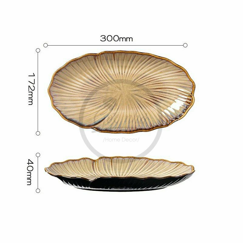 Dĩa oval lá sen hỏa biến- Sapo collection