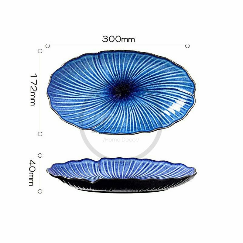 Dĩa oval lá sen hỏa biến- Sapo collection