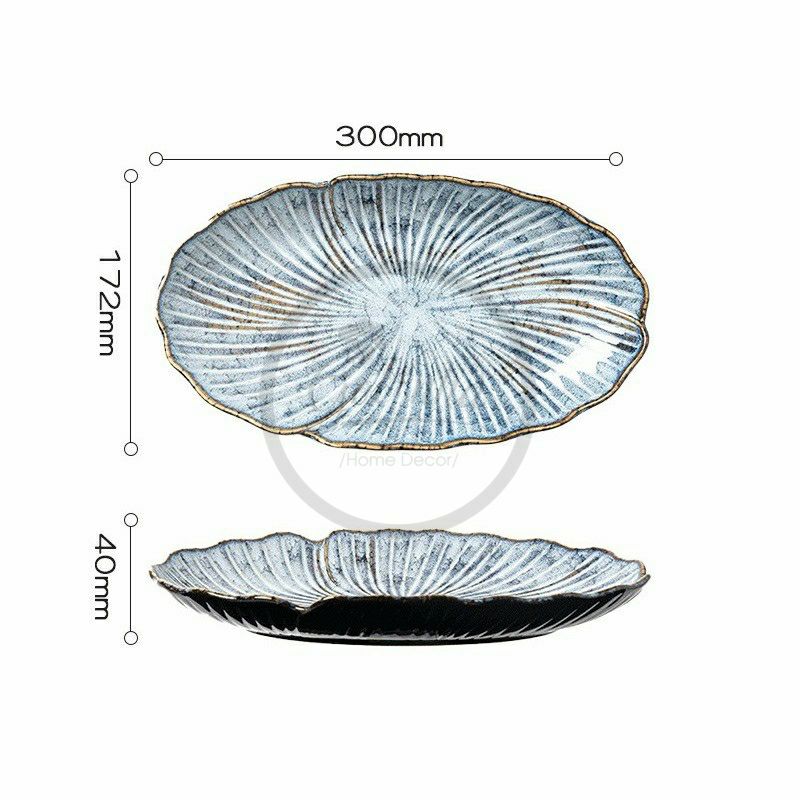 Dĩa oval lá sen hỏa biến- Sapo collection
