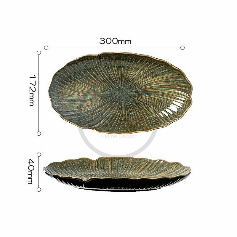 Dĩa oval lá sen hỏa biến- Sapo collection