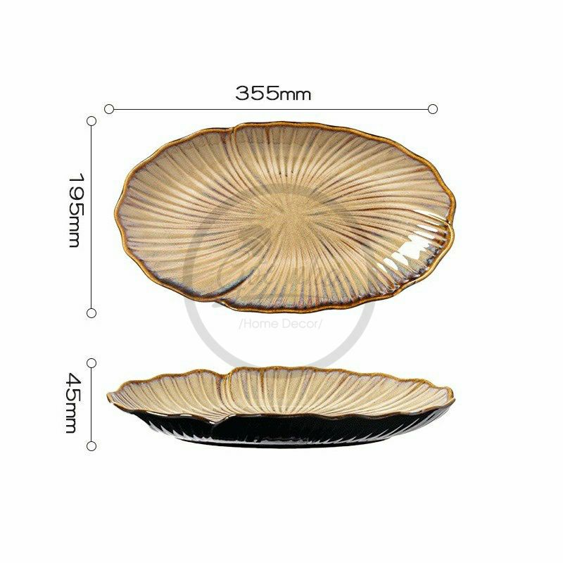 Dĩa oval lá sen hỏa biến- Sapo collection