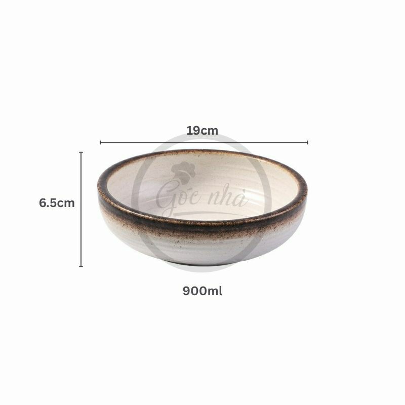 Tô sứ Sashimi men tiêu viền màu - stone
