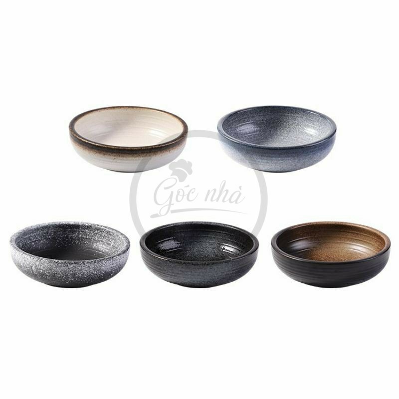 Tô sứ Sashimi men tiêu viền màu - stone