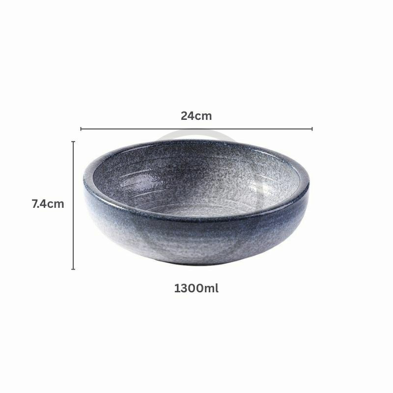 Tô sứ Sashimi men tiêu viền màu - stone