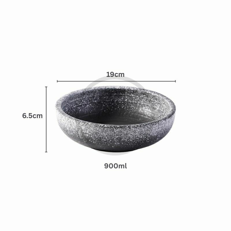 Tô sứ Sashimi men tiêu viền màu - stone