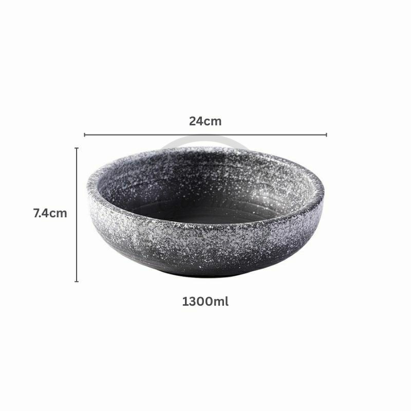 Tô sứ Sashimi men tiêu viền màu - stone