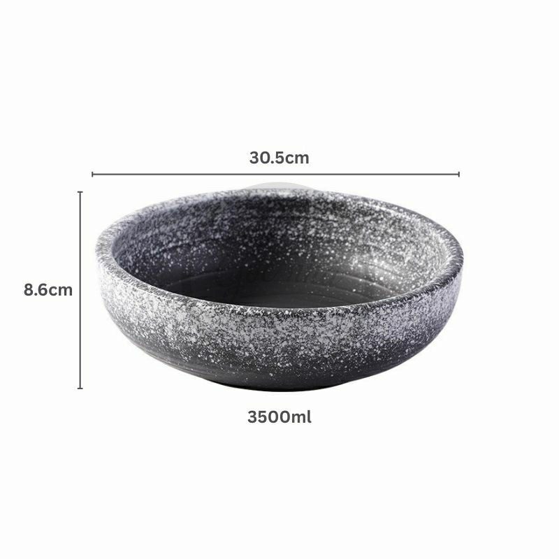 Tô sứ Sashimi men tiêu viền màu - stone