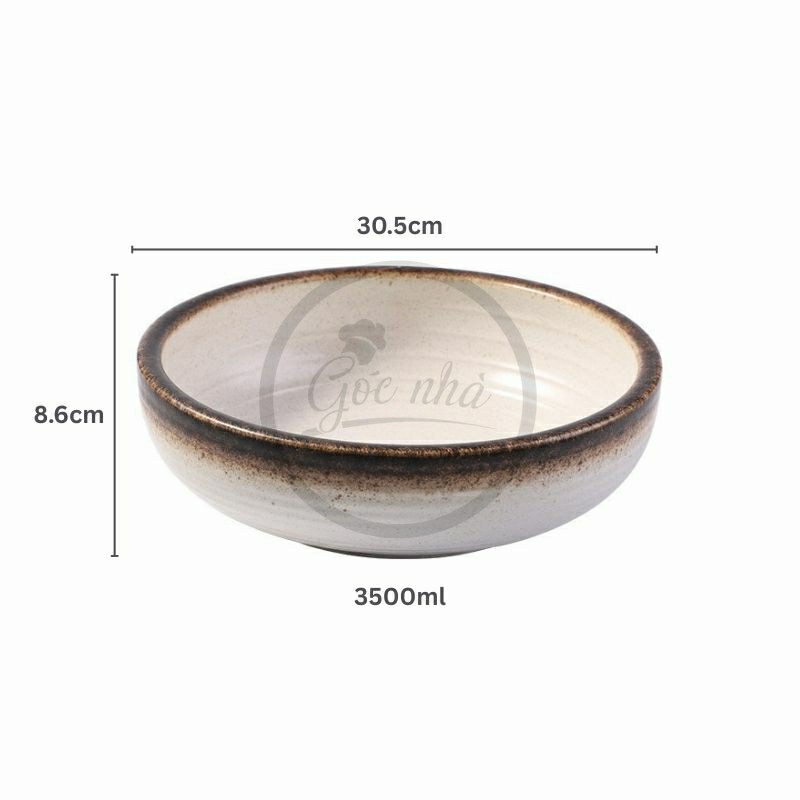 Tô sứ Sashimi men tiêu viền màu - stone