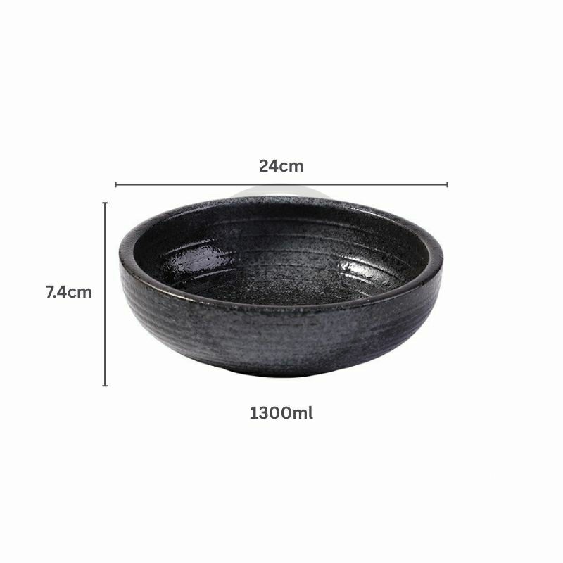 Tô sứ Sashimi men tiêu viền màu - stone