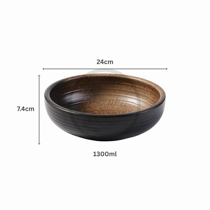 Tô sứ Sashimi men tiêu viền màu - stone