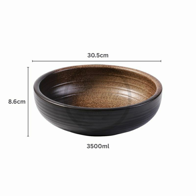 Tô sứ Sashimi men tiêu viền màu - stone
