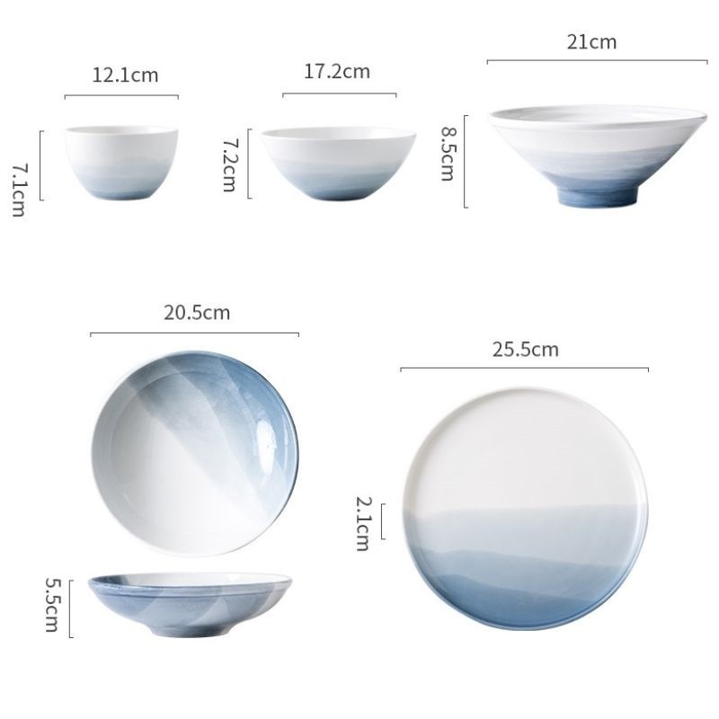 Set chén dĩa Cloudy ombre