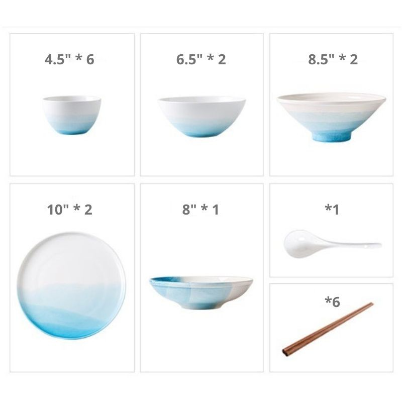 Set chén dĩa Cloudy ombre