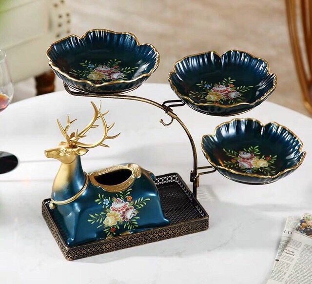 Hộp giấy hươu + khay 3 tầng khung thép