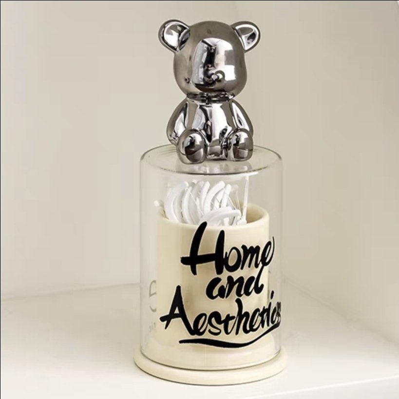 Hũ tăm sứ/thủy tinh nắp gấu