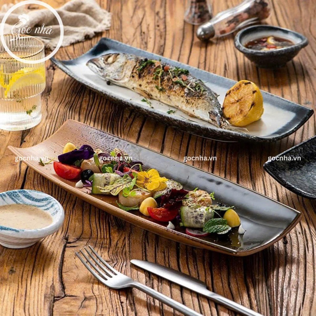 Dĩa chữ nhật thành cong