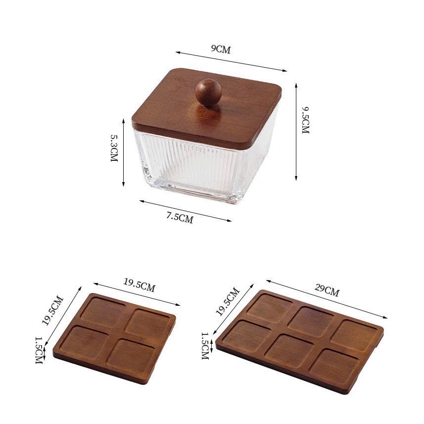 SET 6 hũ mứt khay gỗ