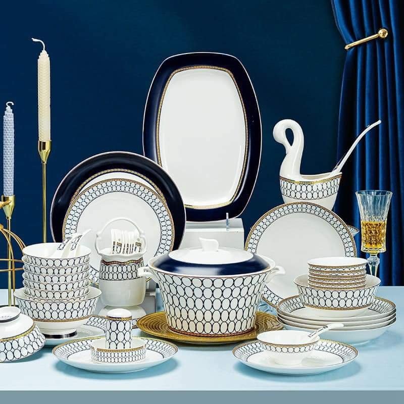 Set chén bát sứ xương Royal Mosaic 60 món