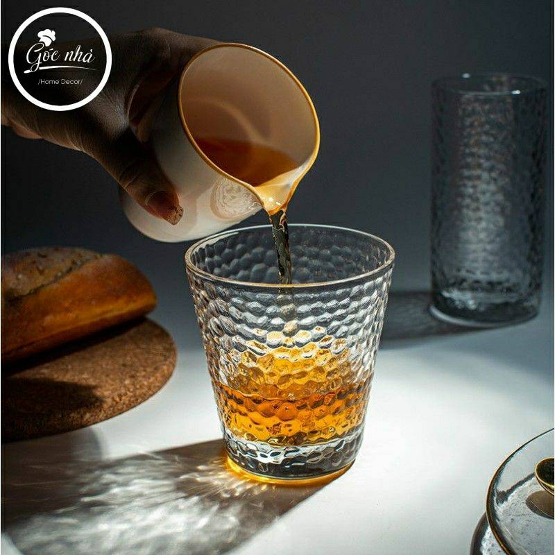 Ly Thủy Tinh Vỏ Sần viền vàng