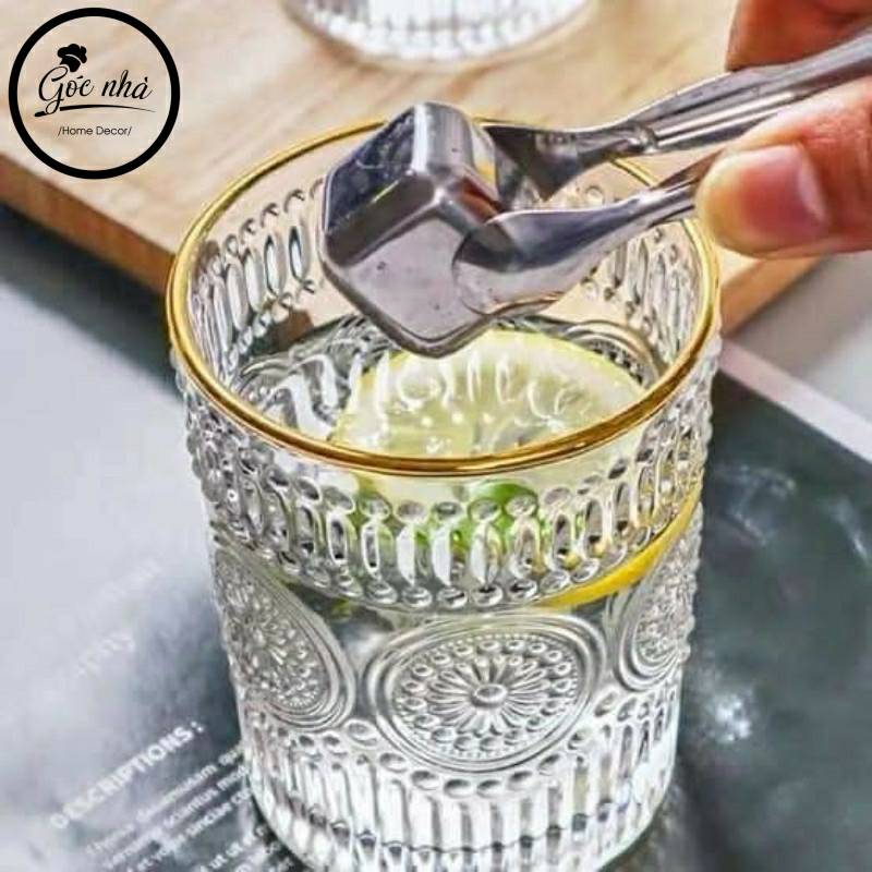 Ly Thủy Tinh Hoa Mặt Trời viền vàng
