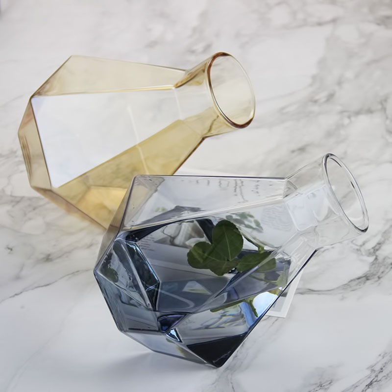 Bình thủy tinh  kim cương nắp gỗ tròn