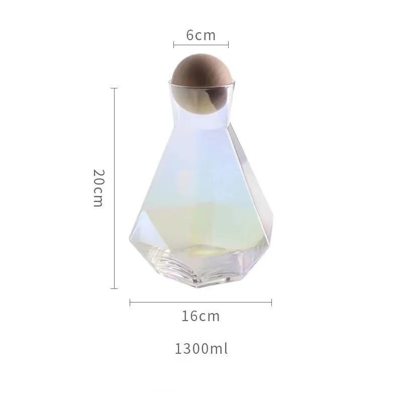 Bình thủy tinh  kim cương nắp gỗ tròn