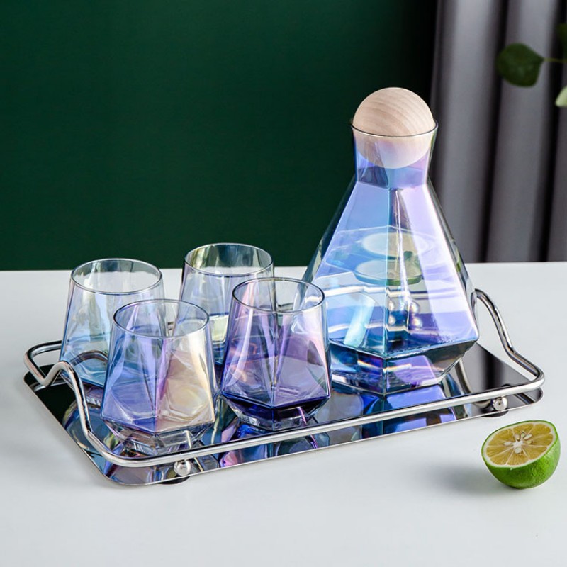 Bình thủy tinh  kim cương nắp gỗ tròn