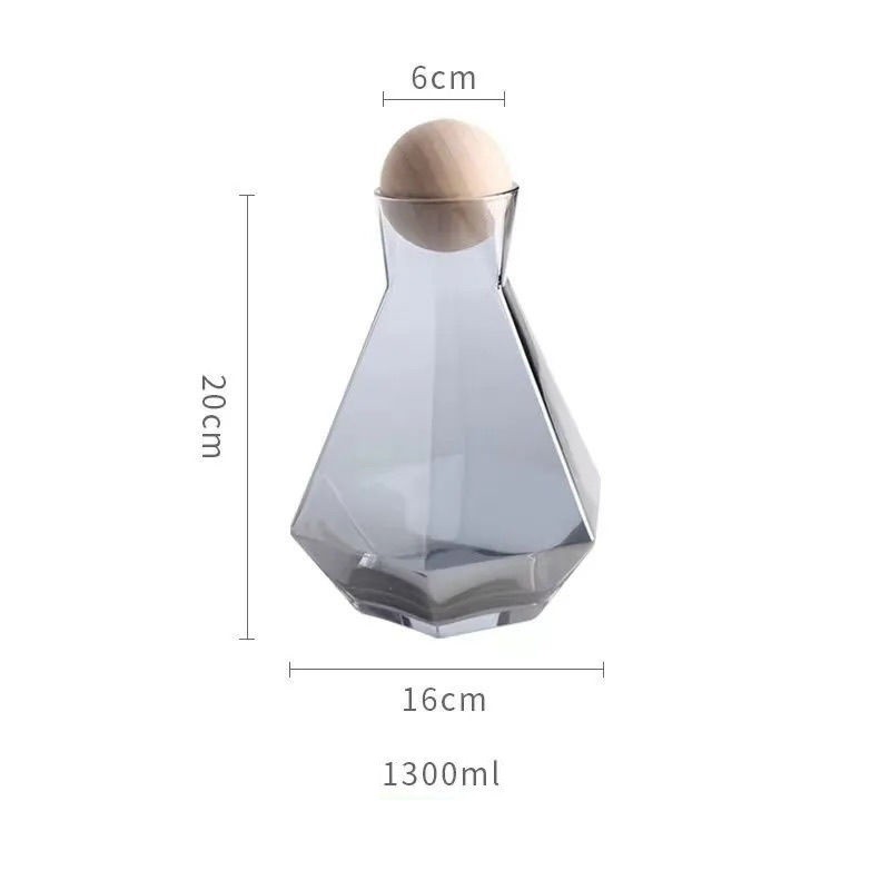 Bình thủy tinh  kim cương nắp gỗ tròn