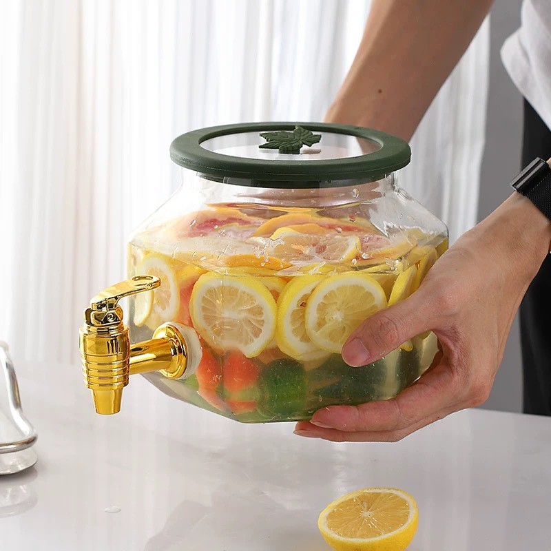 Bình Thuỷ Tinh 2,5L Nắp Lá