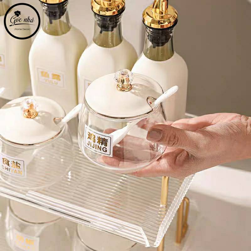 Set gia vị hũ trong khung mạ vàng