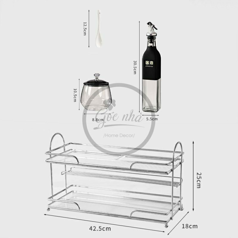 Set gia vị hũ trong khung bạc