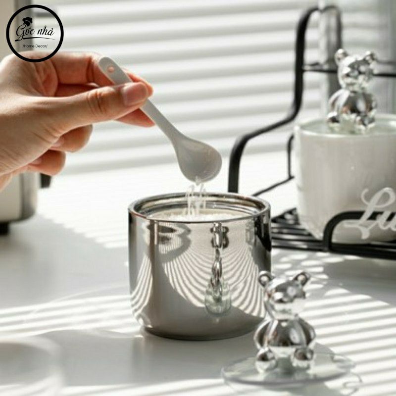 Set gia vị bạc núm gấu Silver Bear set