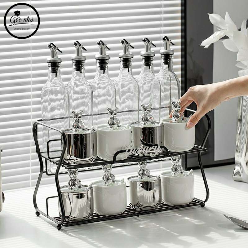 Set gia vị bạc núm gấu Silver Bear set