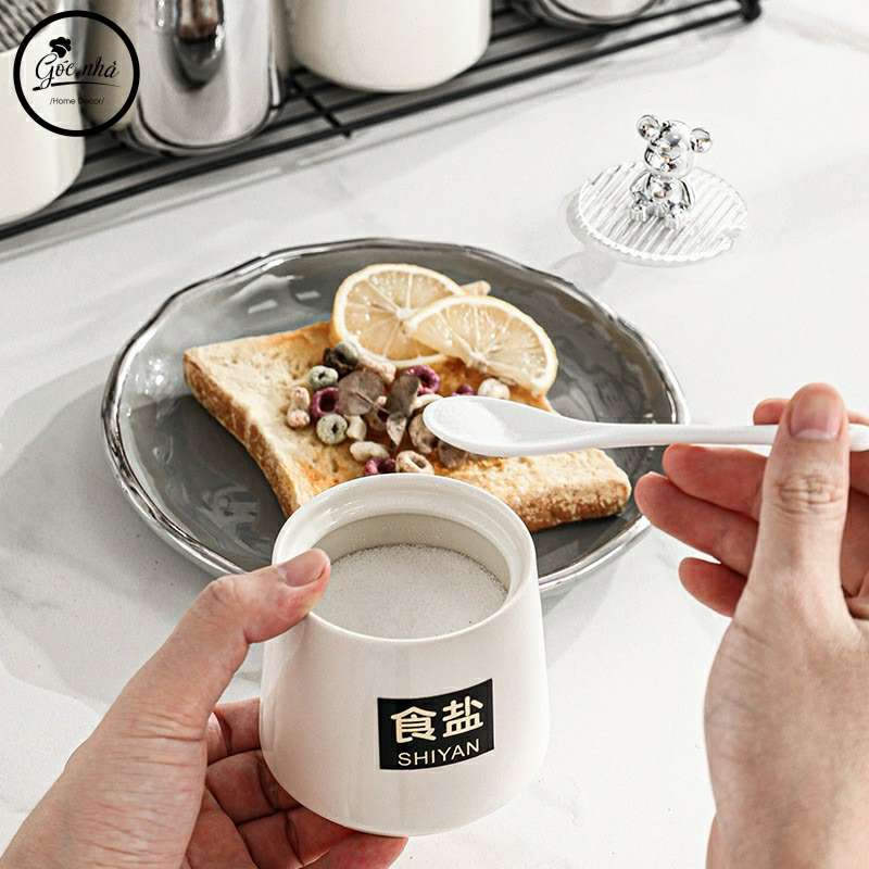 Set gia vị bạc núm gấu Silver Bear set