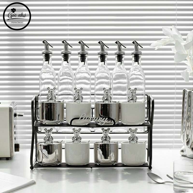 Set gia vị bạc núm gấu Silver Bear set