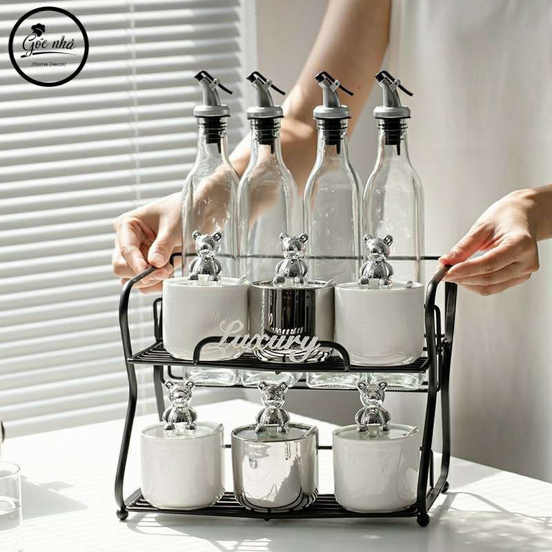 Set gia vị bạc núm gấu Silver Bear set